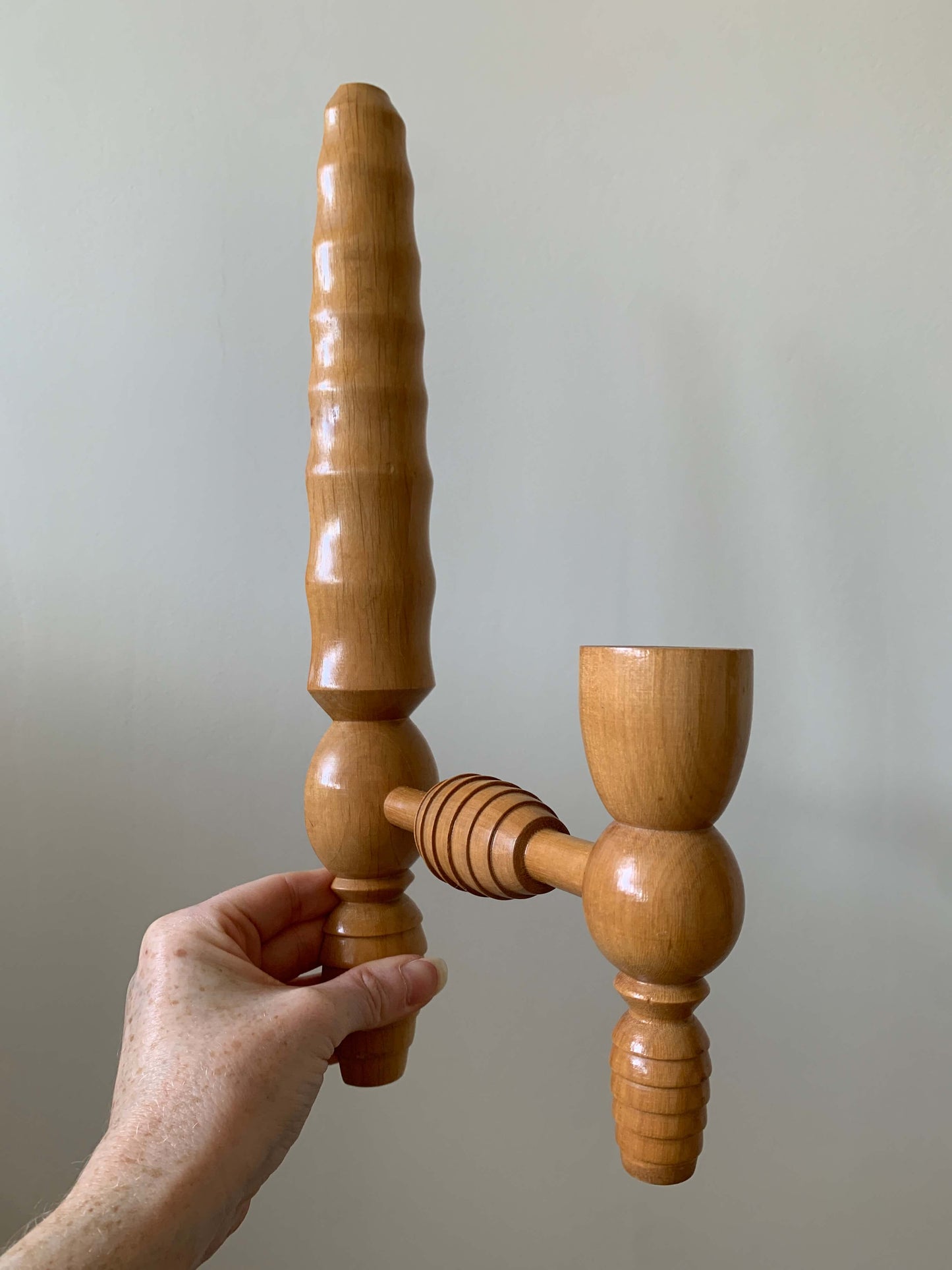 Pair of wooden Swedish candle sconces