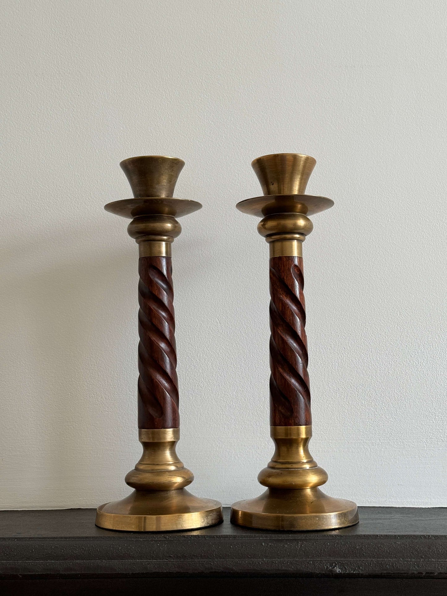 Pair of French twisted candlestick holders
