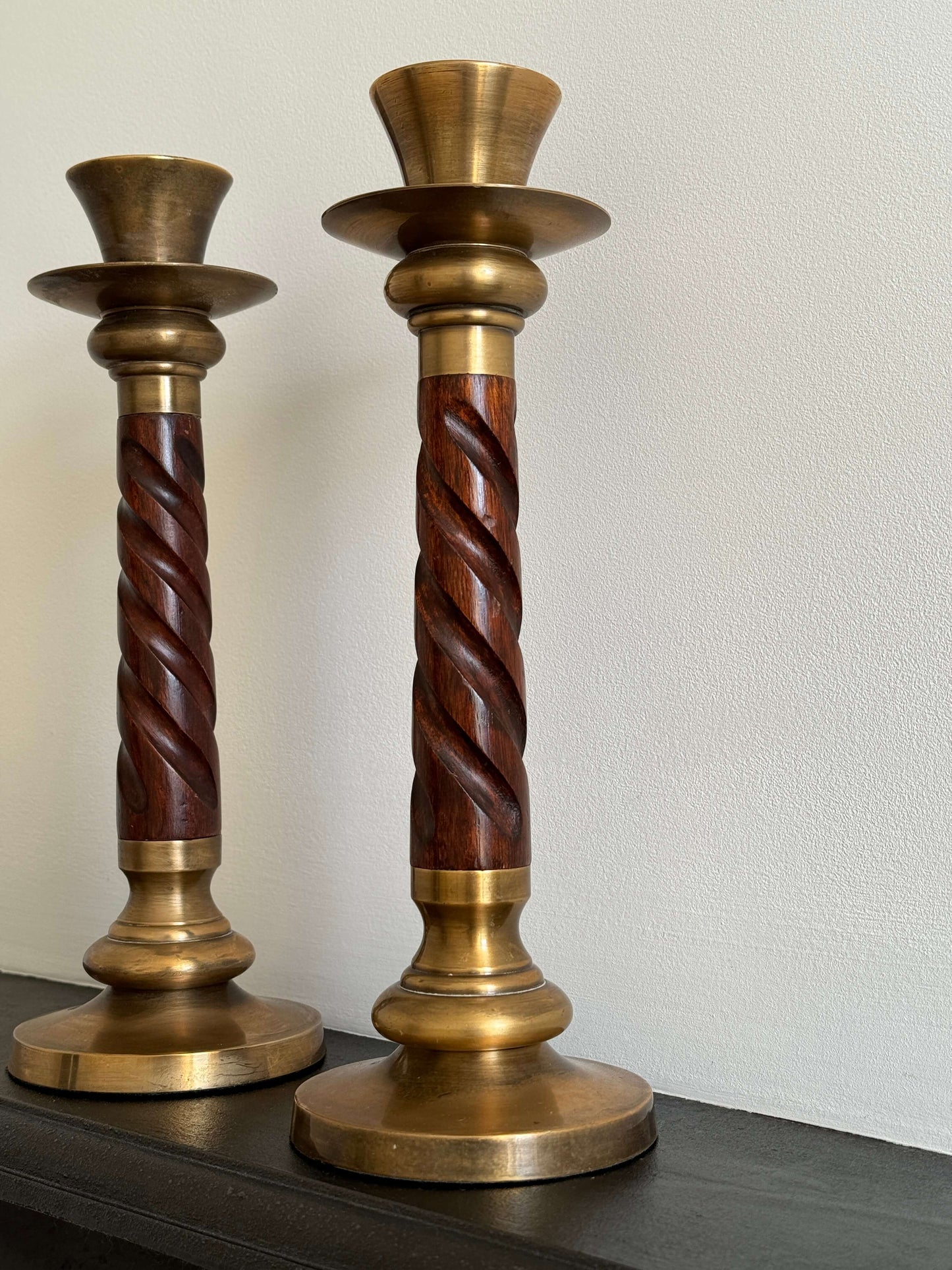Pair of French twisted candlestick holders