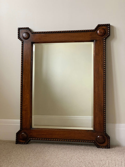 Antique rectangular mirror with bobbin detail