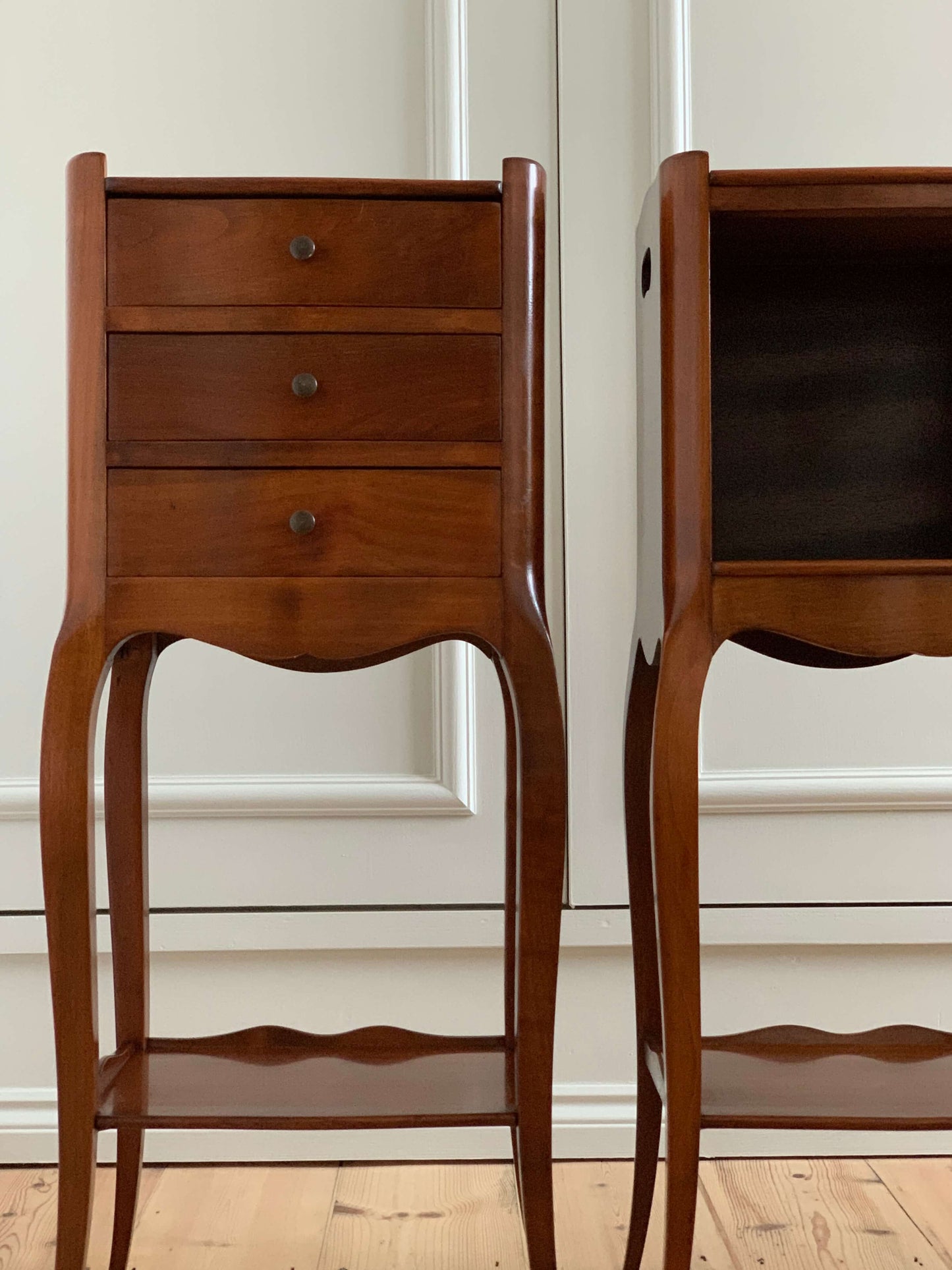 Pair of French vintage petite bedside tables
