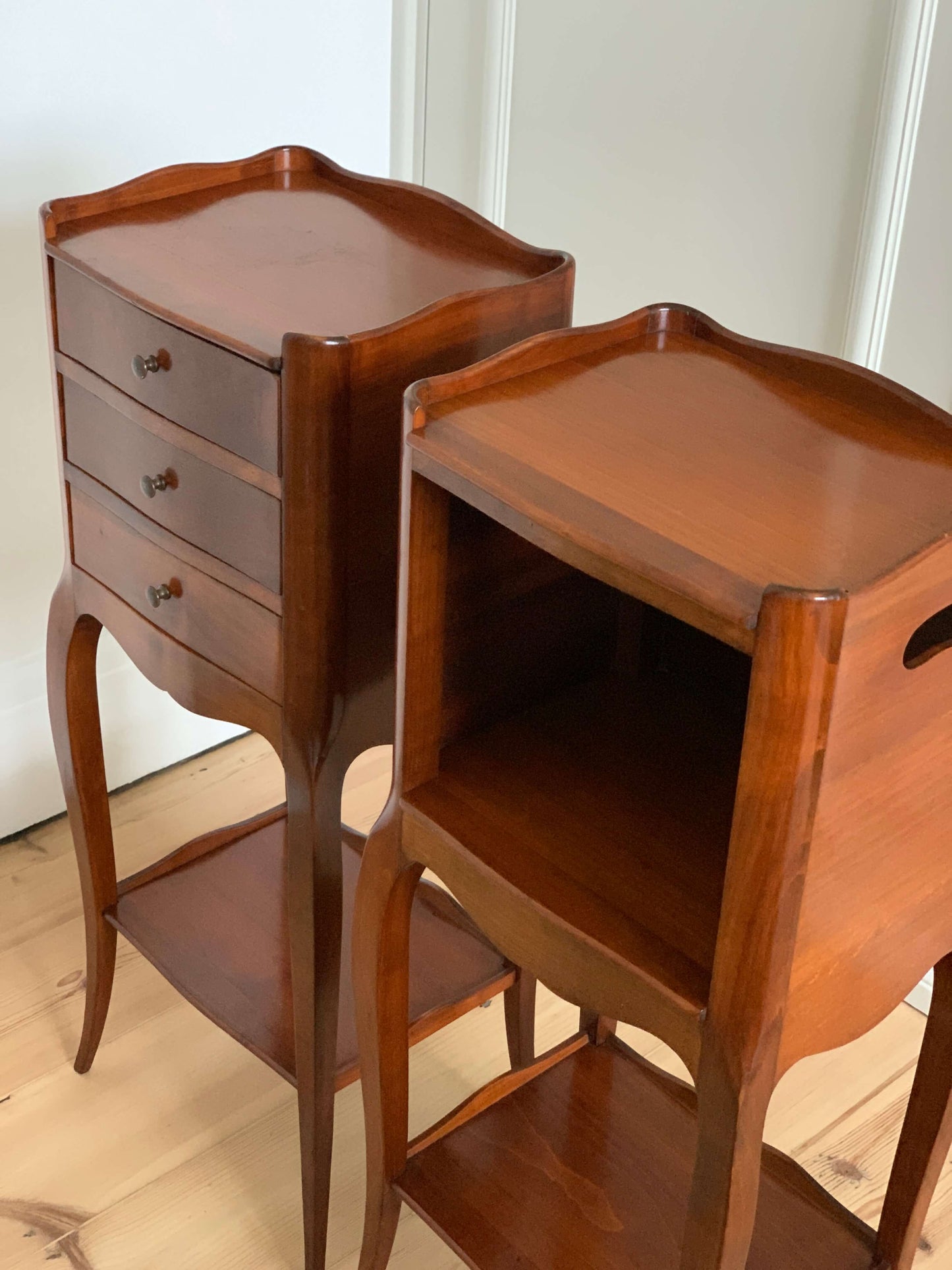 Pair of French vintage petite bedside tables