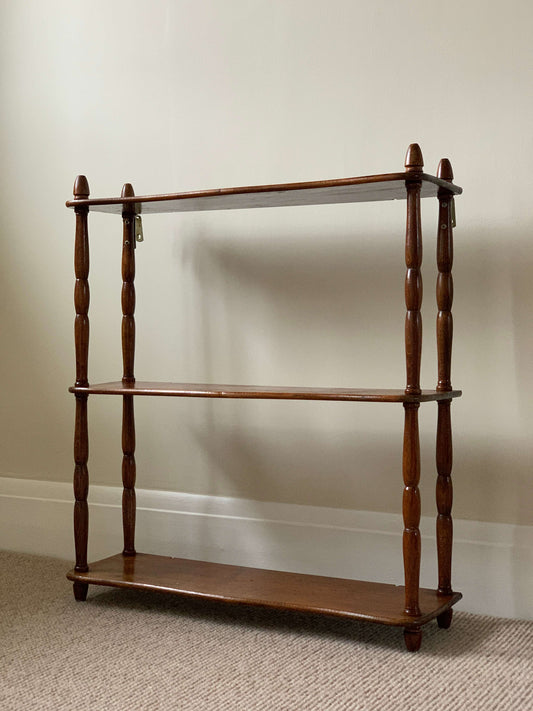 French vintage turned wall-hung shelf
