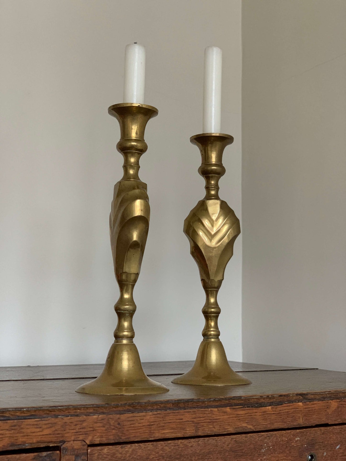 Pair of Victorian brass candlestick holders
