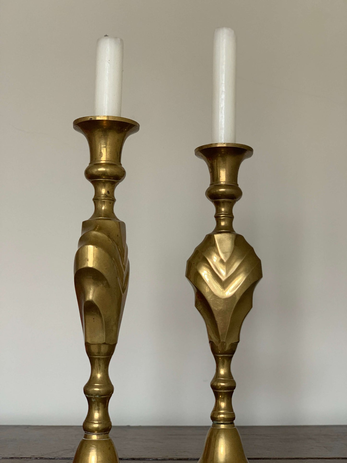 Pair of Victorian brass candlestick holders