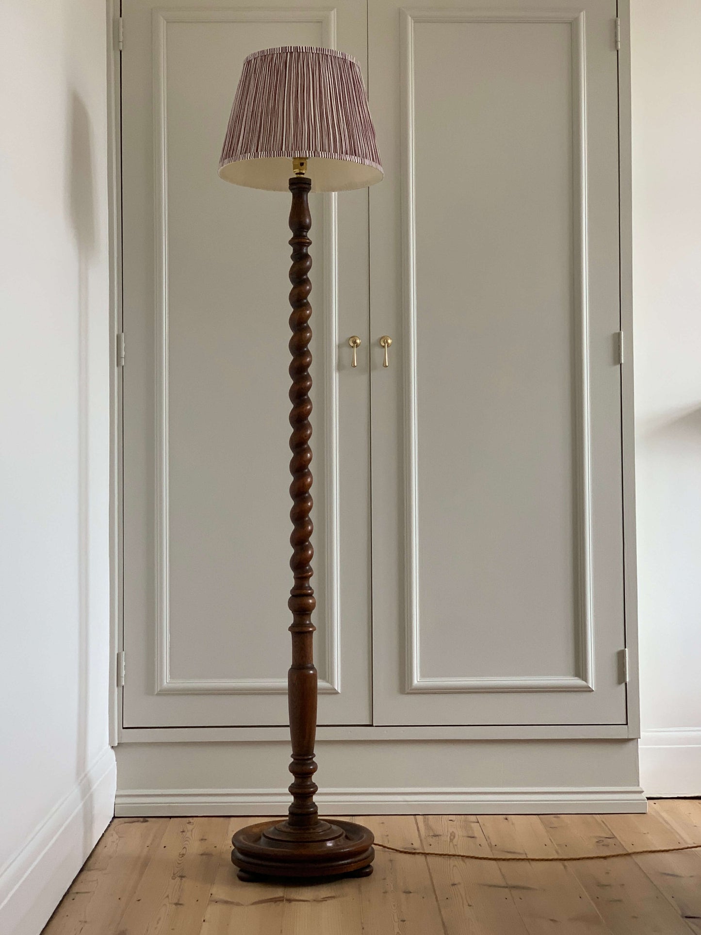 Antique tall barley twist floor lamp