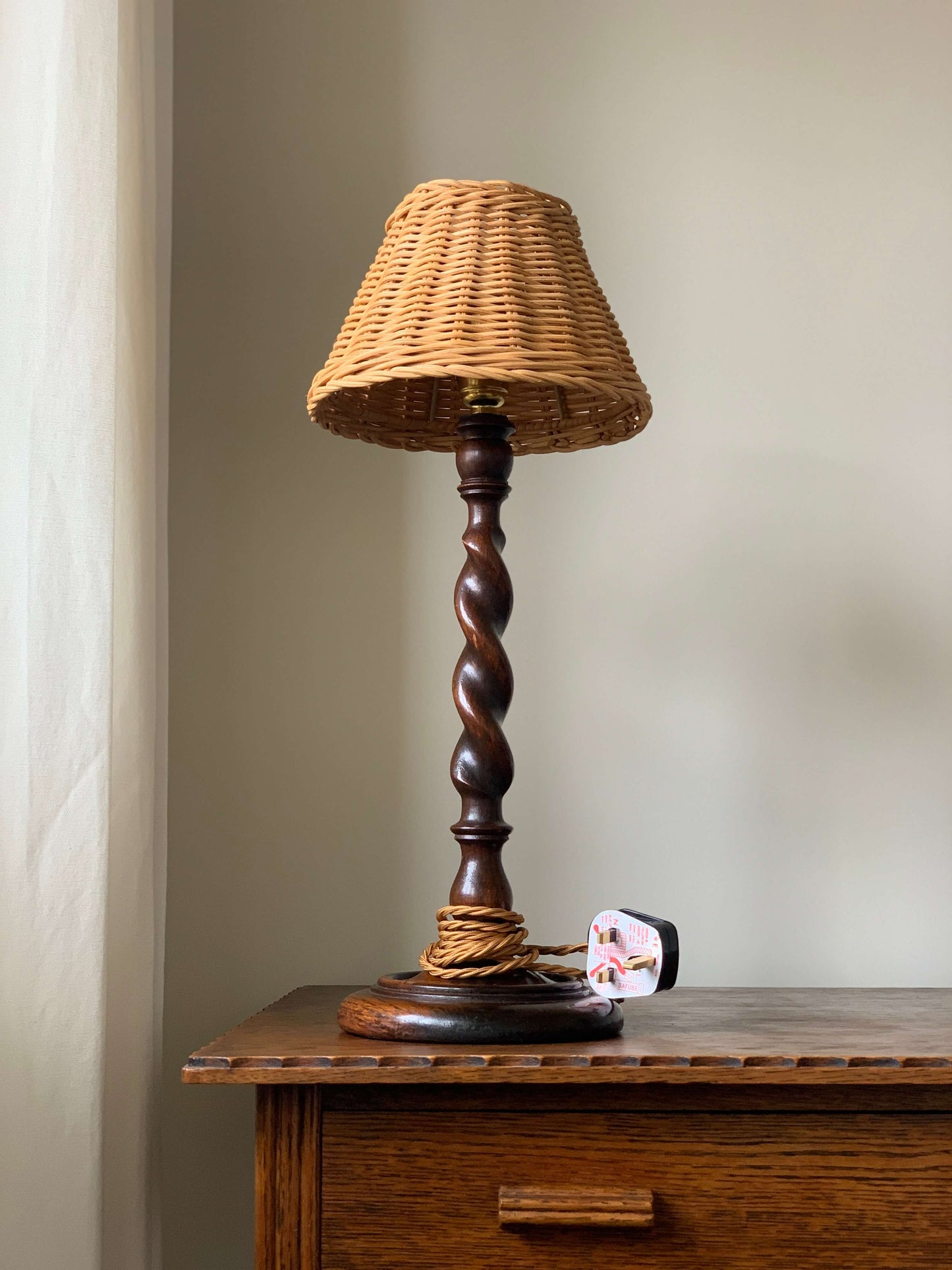 Antique barley twist table lamp