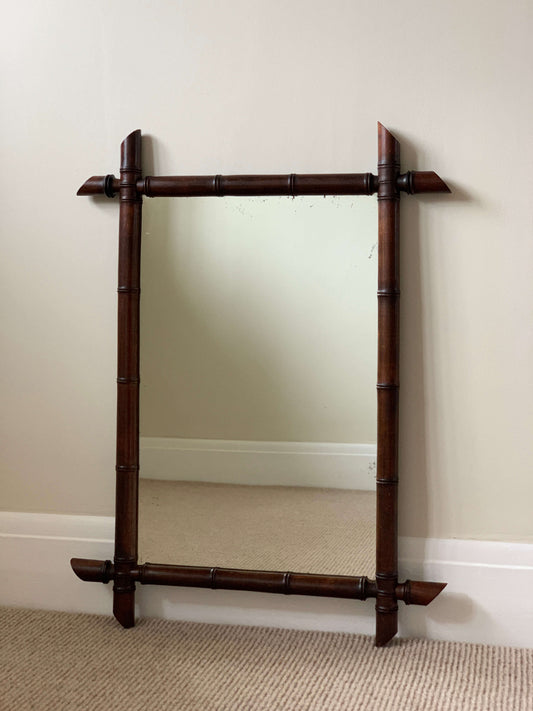 ON HOLD French antique faux bamboo mirror