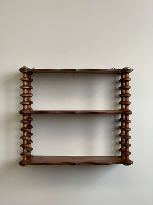 French antique folk spindle wall-mounted shelf