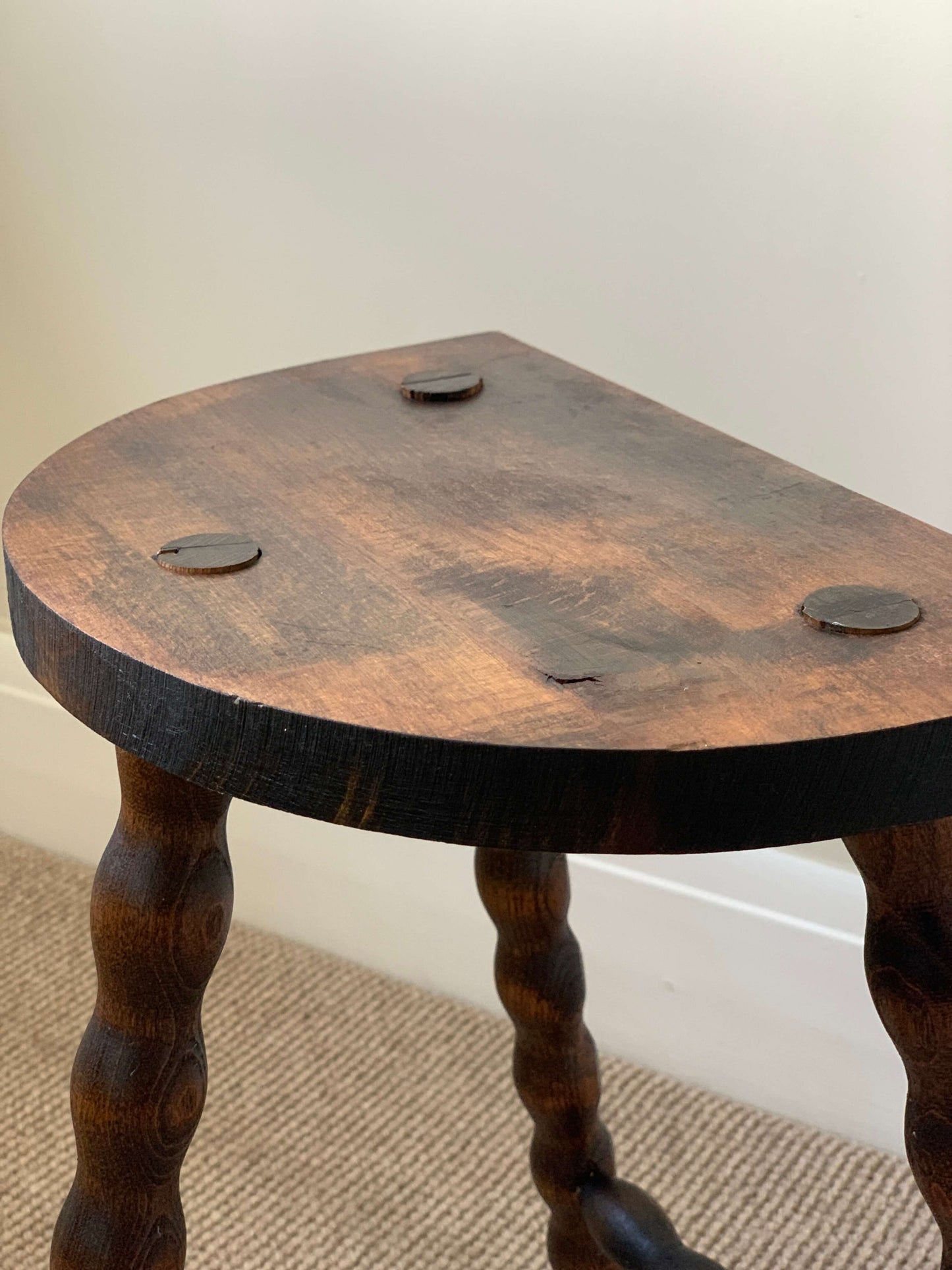 French antique medium-sized bobbin stool