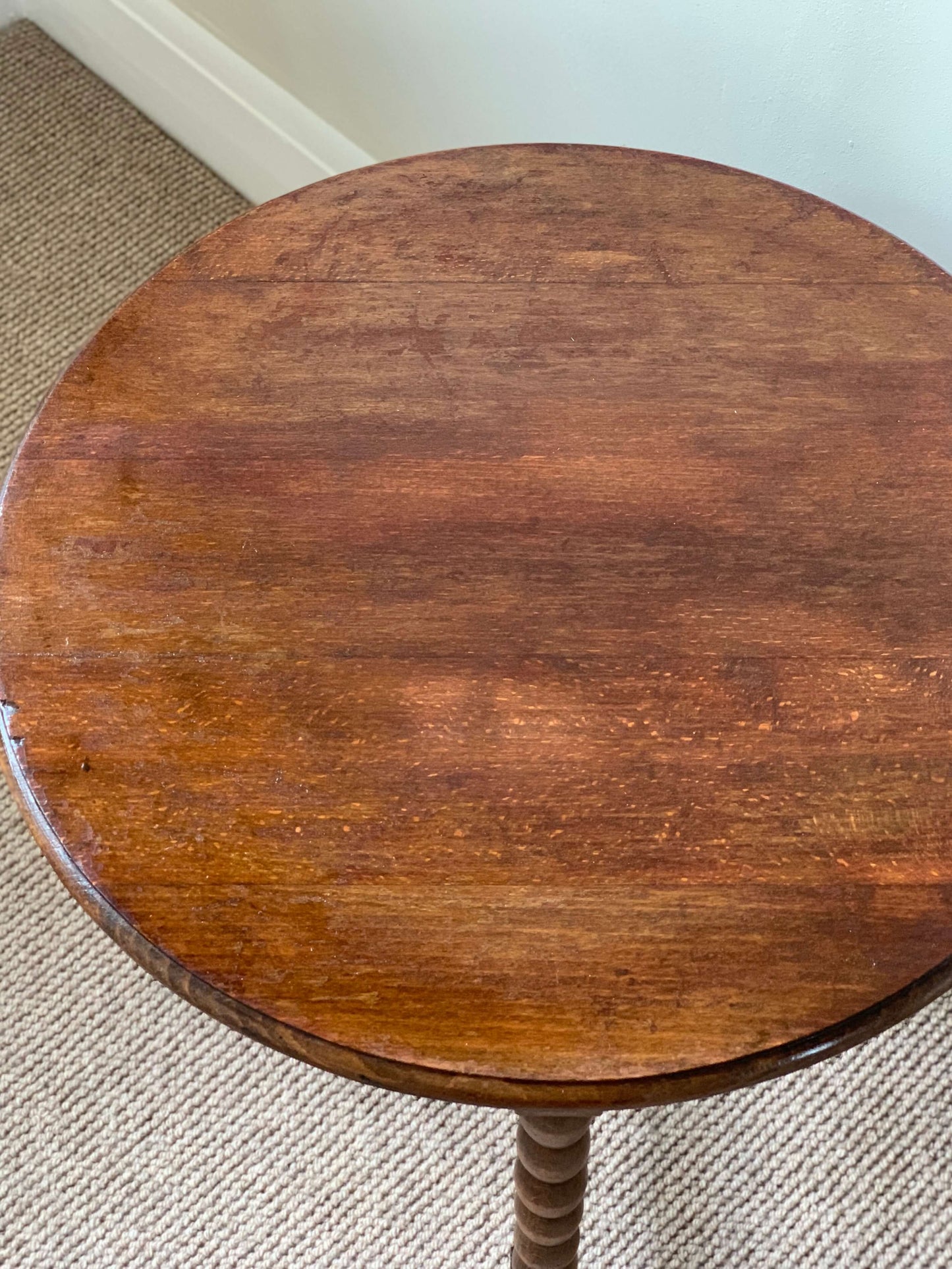 Antique round bobbin table