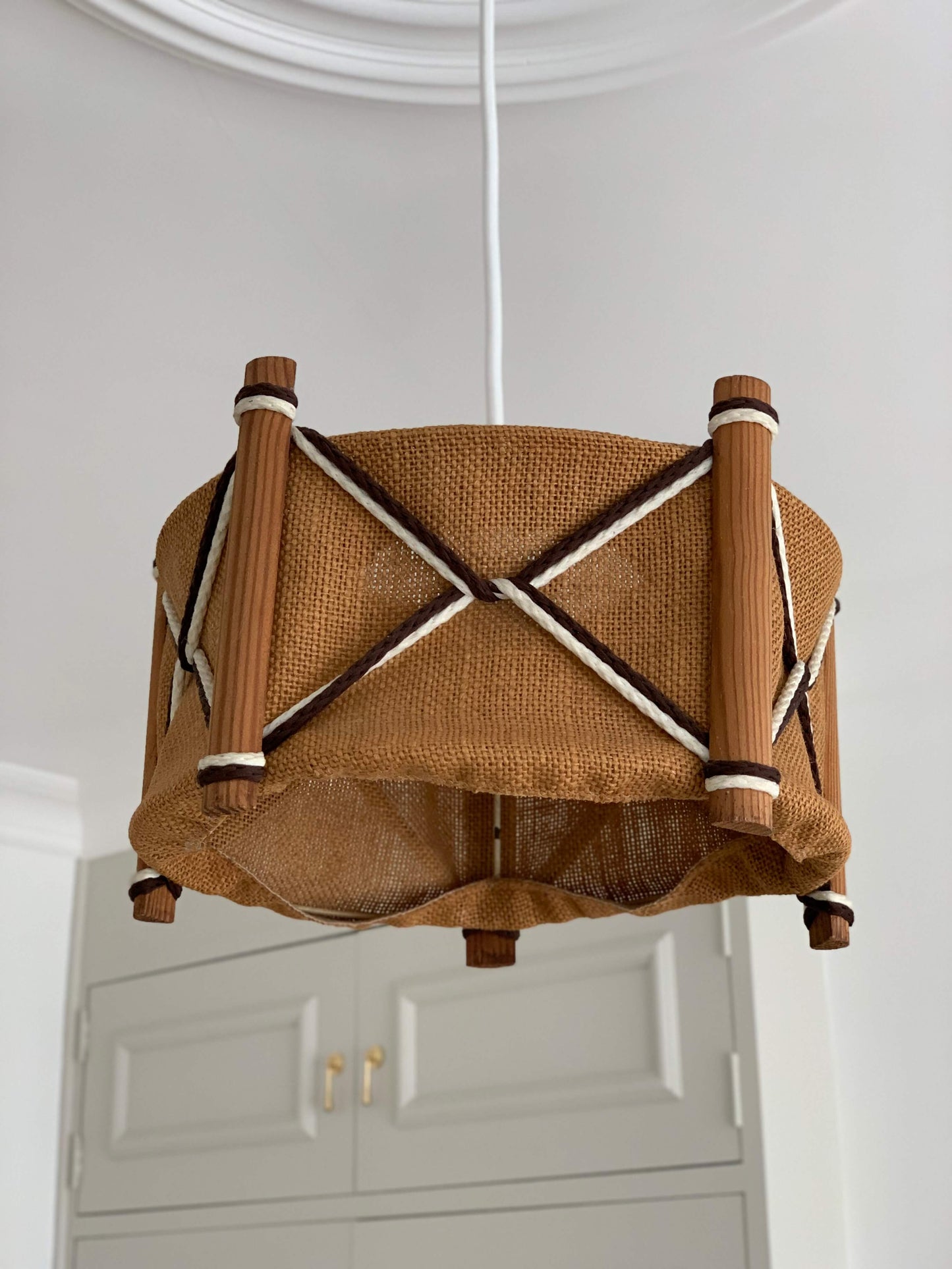 Mid-century French woven pendant shade