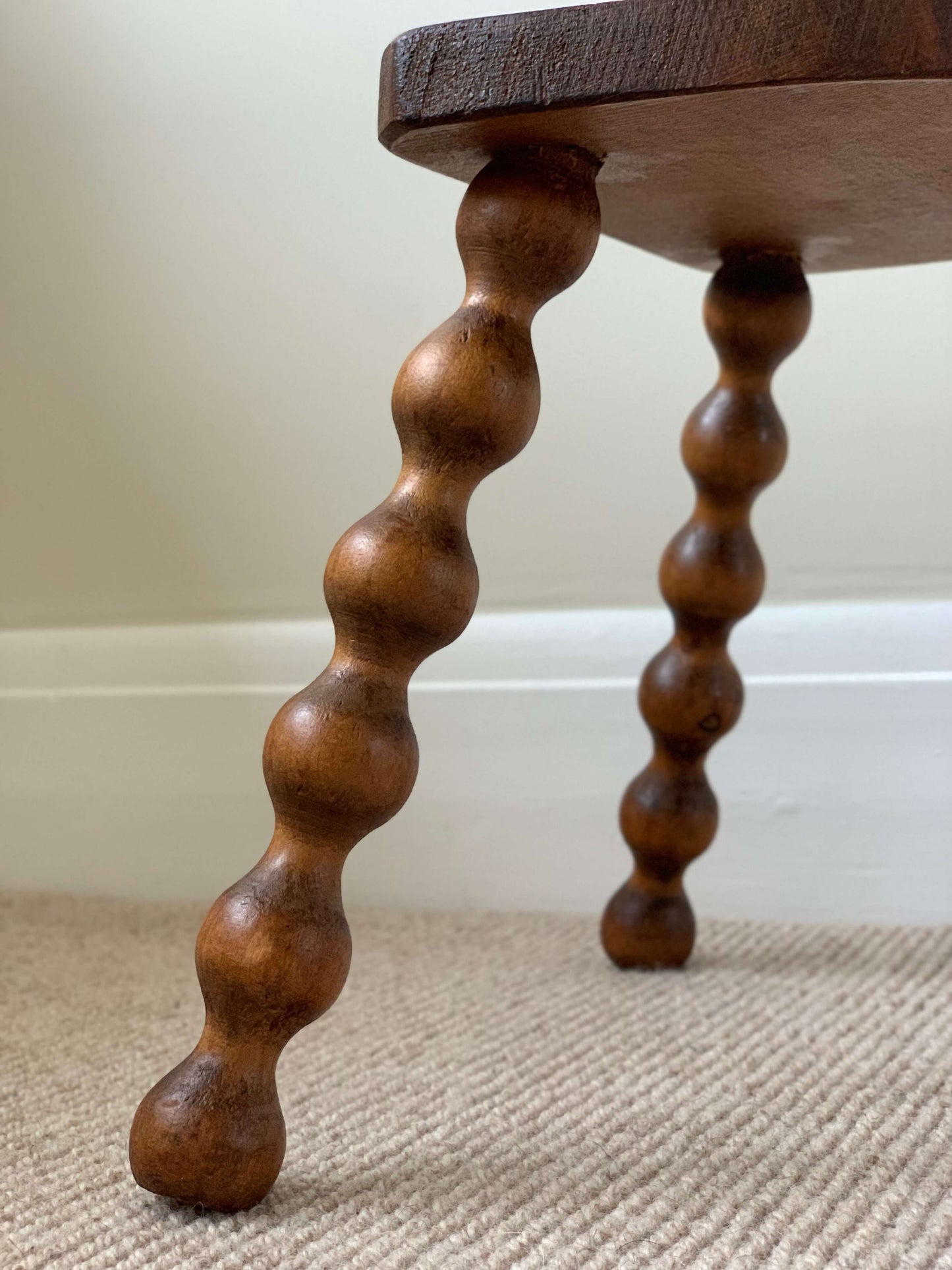 French antique stool with bobbin legs