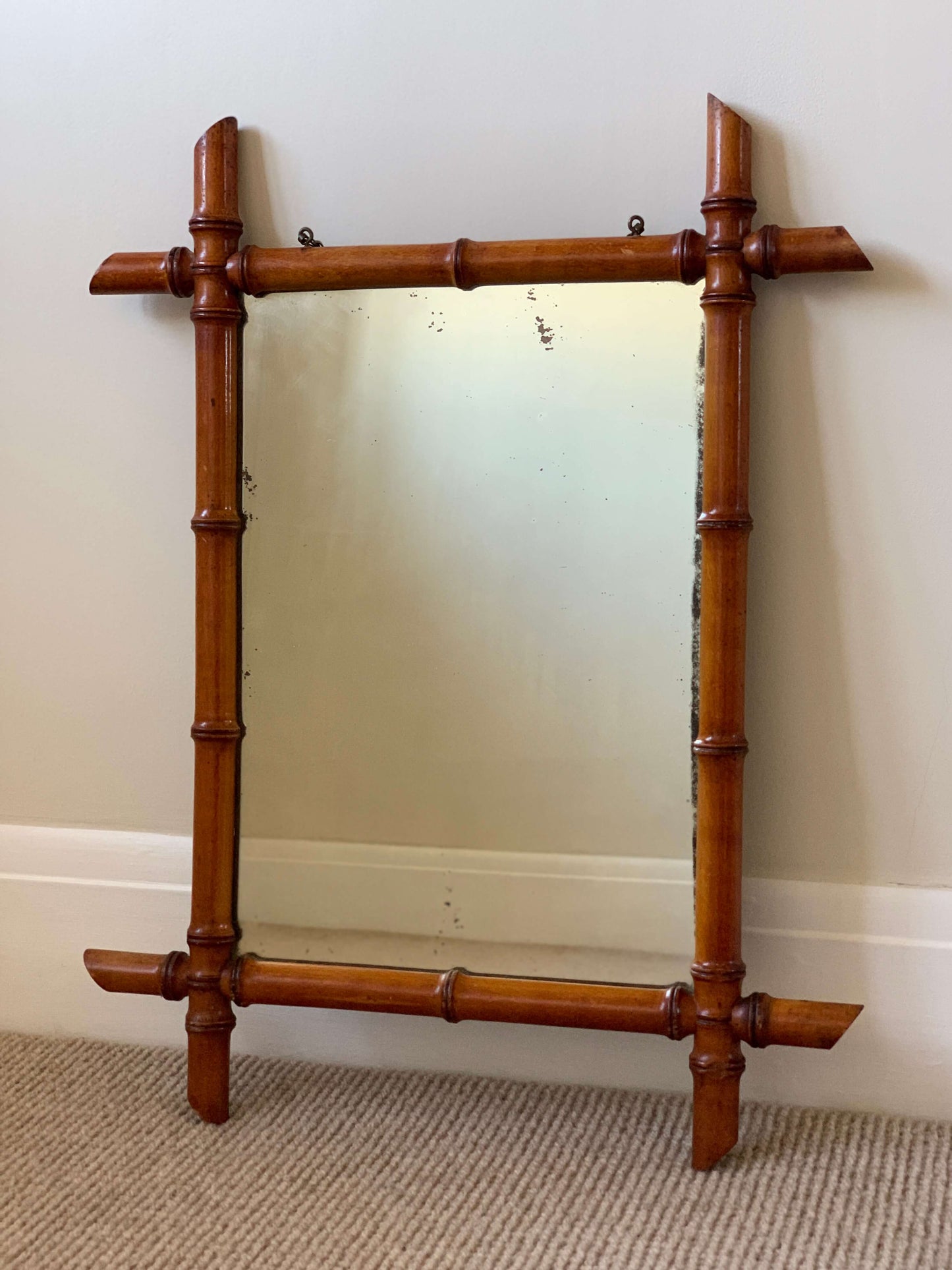 French antique faux bamboo mirror