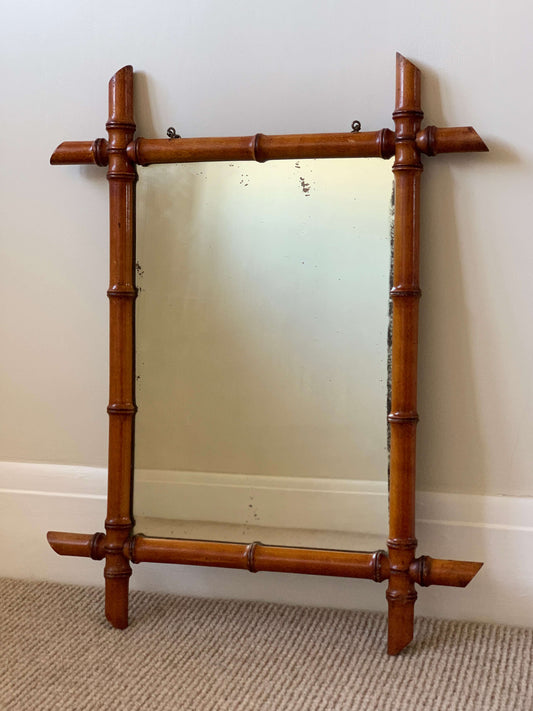 French antique faux bamboo mirror