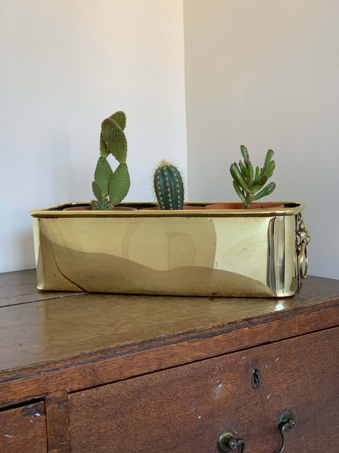 Antique brass and copper planters