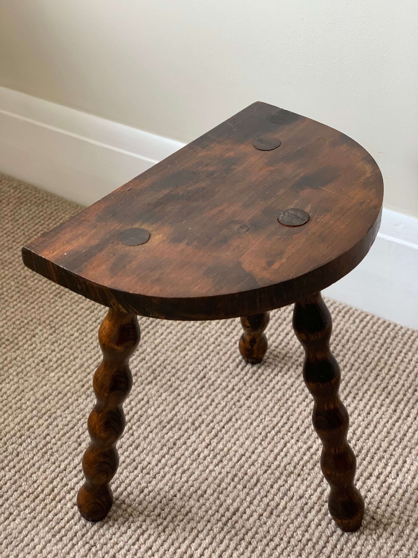 French antique short bobbin stool