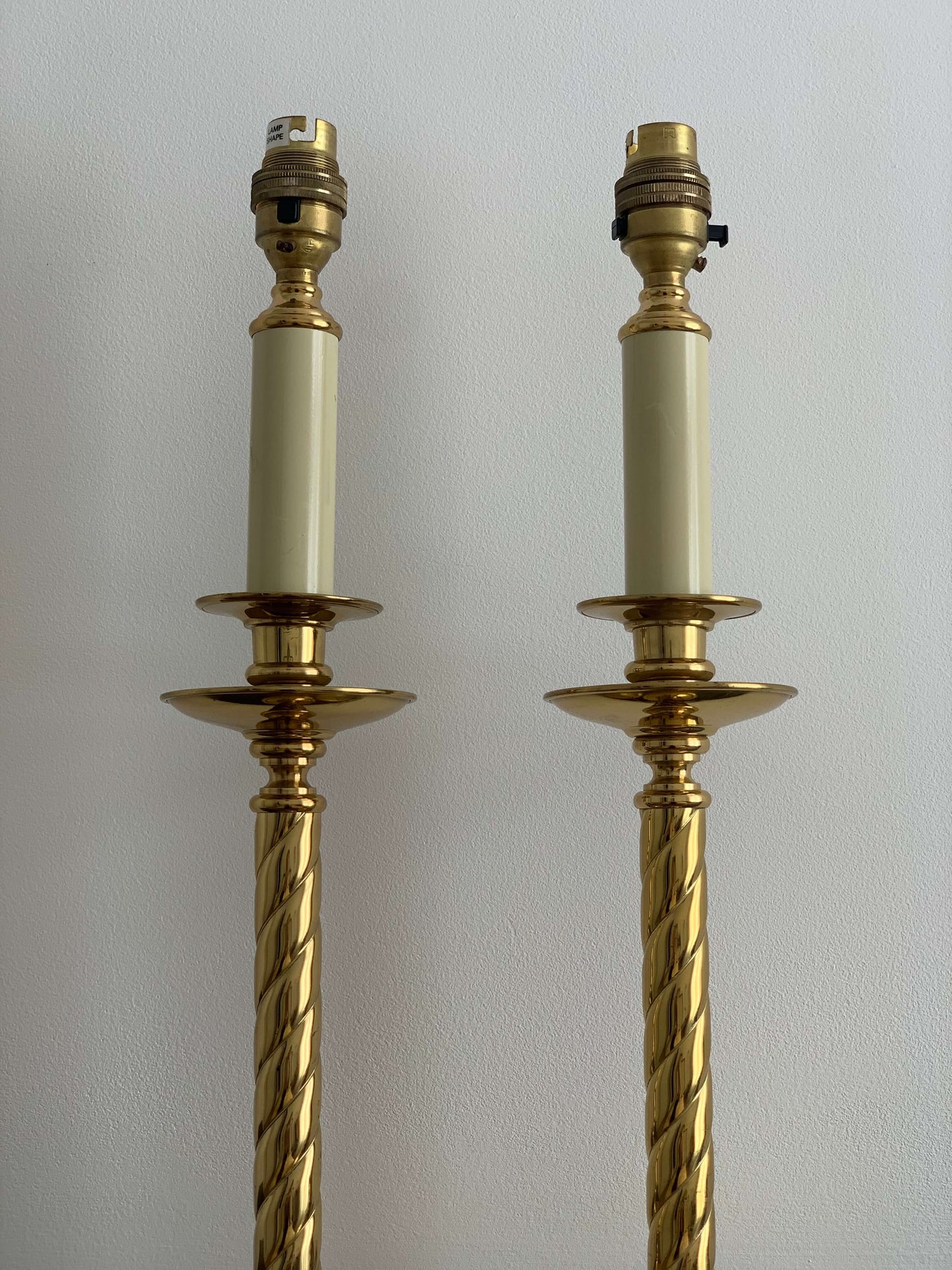 Pair of vintage brass twisted lamps