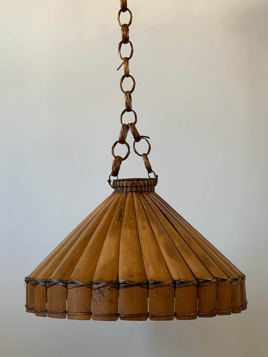 ON HOLD French vintage bamboo pendant shade