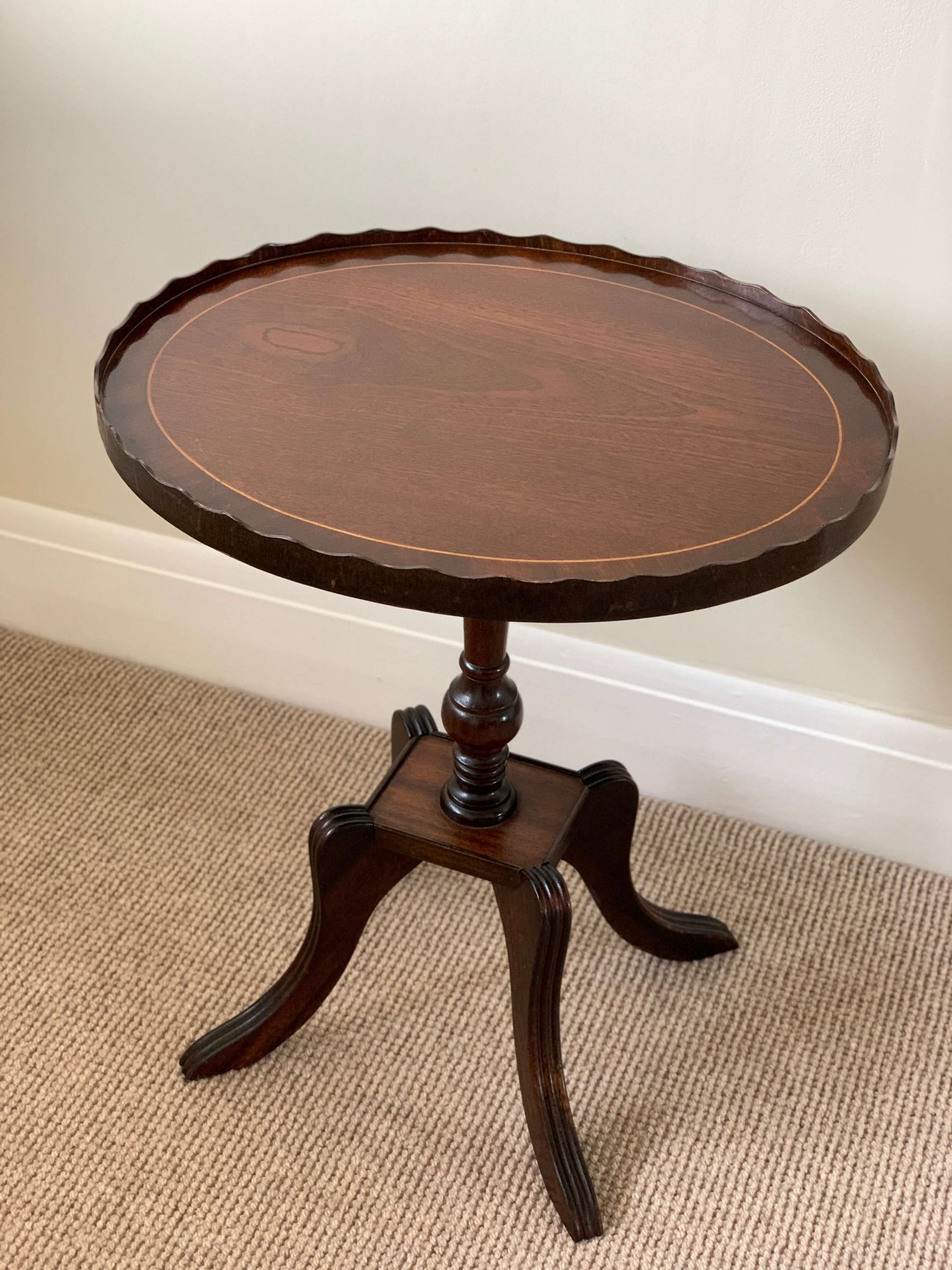 Vintage scallop-edged side table