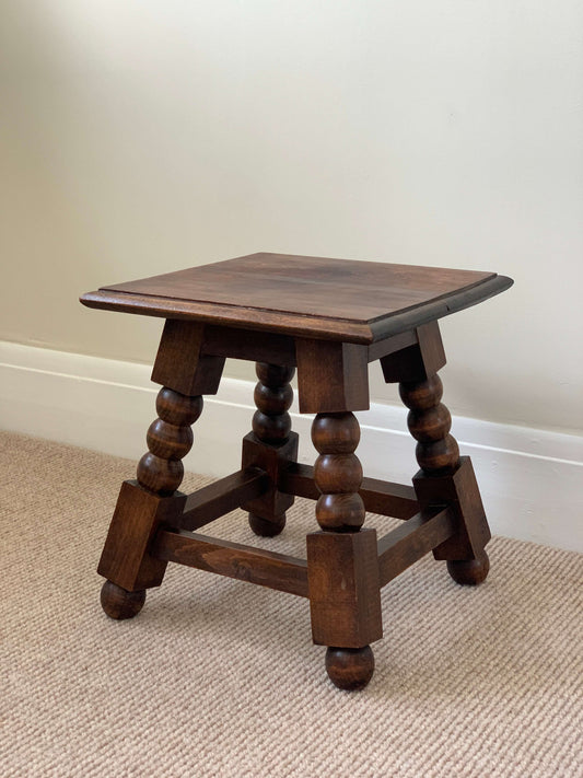 French antique short bobbin stool