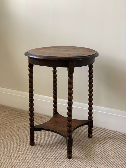 RESERVED French antique circular bobbin table